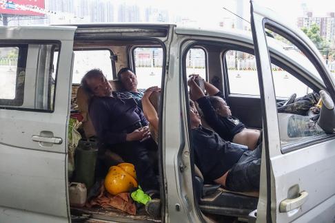 Workers take lunch break