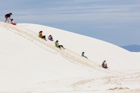 White sands sledding