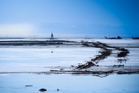 Industrial relics of salt lakes