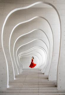 Building and woman