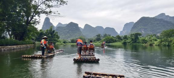 Bamboo raft water midstream 8