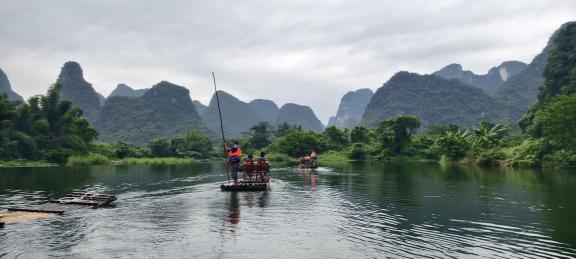 Bamboo raft water midstream 10
