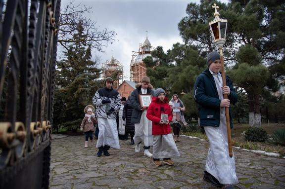 Religious procession in the village