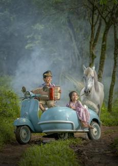 old accordion and vespa rhythm