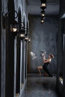 Lady and pigeon