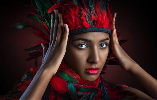 Black and red lady