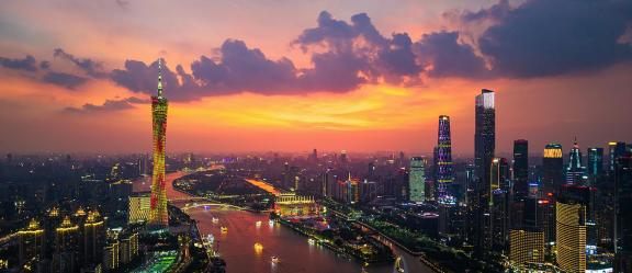 Golden Dusk Lit Skyline