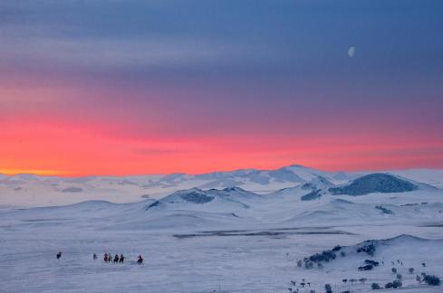 Morning glow and snowfield