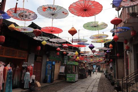 An oil paper umbrella in a lane 2