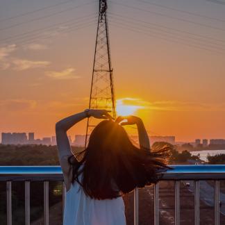the setting sun