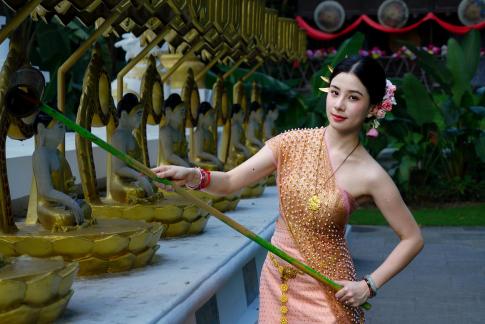 Worshiping Buddha with Holy Water
