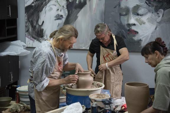 In the pottery workshop