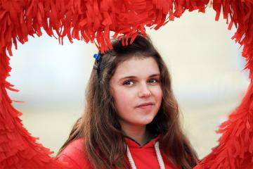 A girl in red