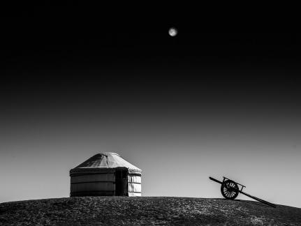 Yurt under the moonlight