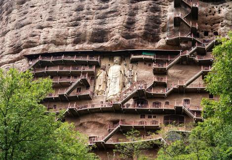 A corner of Maijishan Grottoes