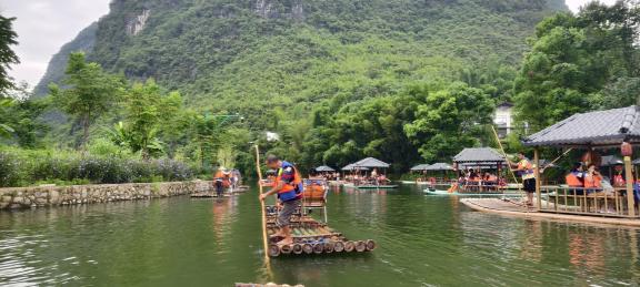 Bamboo raft water midstream 1
