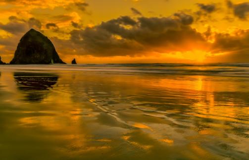 Sunset At Cannon Beach