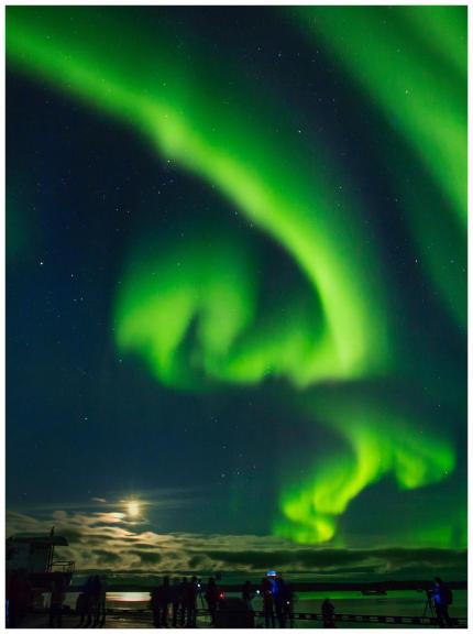 Aurora and moon Aurora and moon