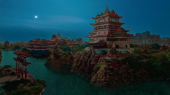 The Moon and Penglai Pavilion