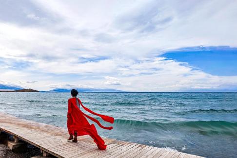 Strolling by the lake