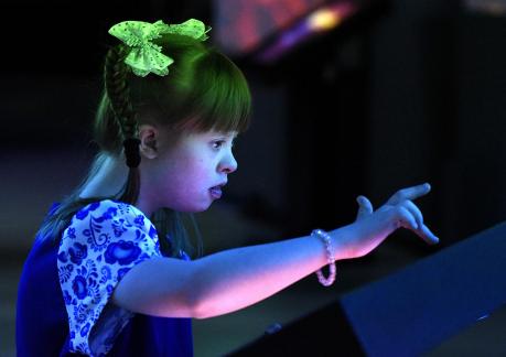 A disabled girl in a museum